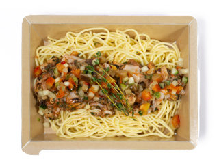 Menüschale Spaghetti in Tomatensauce mit Meeresfrüchten